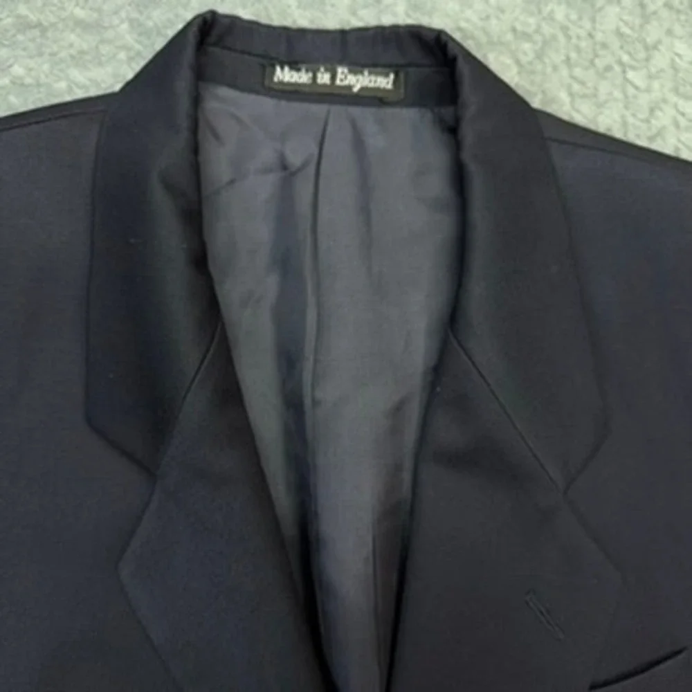 J.G. Chappel Blazer Mens 40R Navy Blue Solid Wool Vintage Made in England